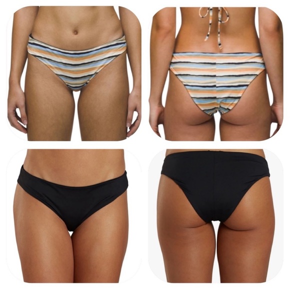 NWT PRANA Sz XL Gemma Reversible Swim Bottom in Water Stripe Size Orange Blue - Picture 1 of 11